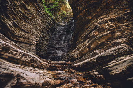 Natural Karst Canyon Landscape in Albaniaの写真素材