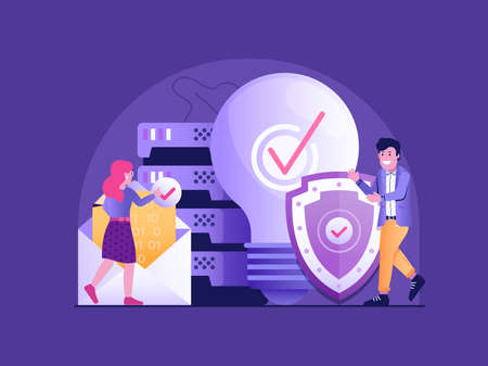 File Security and Firewall Protection Flat Sceneのイラスト素材