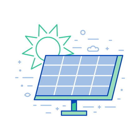 Sun Alternative Energy Solar Panel Line Icon