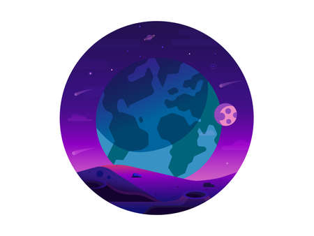 Planet Earth Space Icon in Gradient Designのイラスト素材