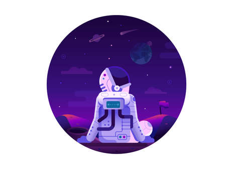 Astronaut on Planet Surface Space Mission Iconのイラスト素材