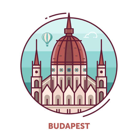 Travel Budapest Icon with Parliament Buildingのイラスト素材