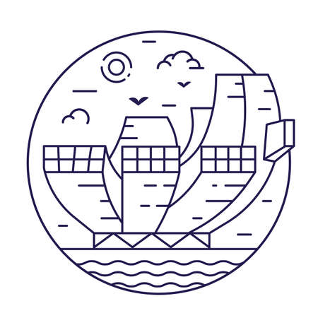 Singapore Art Science Museum Circle Icon in Lineのイラスト素材