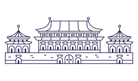 Forbidden City Palace Building in Line Artのイラスト素材