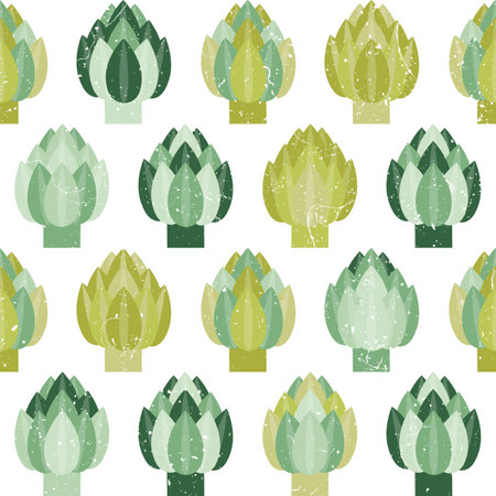 Green Artichokes Organic Veggies Seamless Patternのイラスト素材