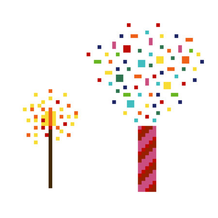 Bengal Firework Sparkler Icon in Pixel Artのイラスト素材