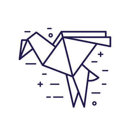Japan Origami Paper Crane Icon in Line Artのイラスト素材