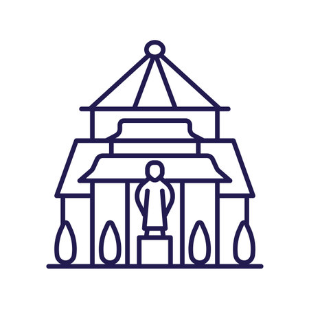 Asian Temple or Palace Icon in Line Artのイラスト素材