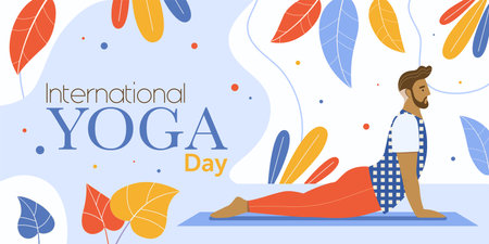 International Yoga Day Web Banner or Leafletのイラスト素材