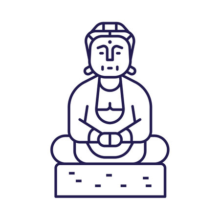 Meditating Buddha Icon with Asian God in Zen Stateのイラスト素材