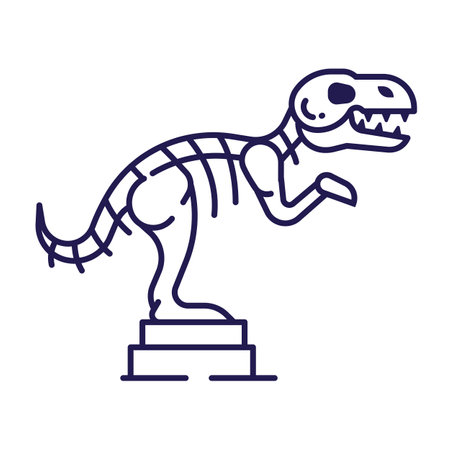 Tyrannosaurus Dino Skeleton Icon in Line Artのイラスト素材