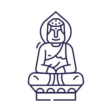 Meditating Buddha Icon with Asian God in Zen Stateのイラスト素材
