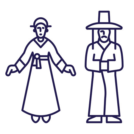 Vietnam Man and Woman in National Garmentsのイラスト素材