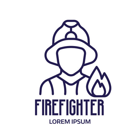 Firefighter Fire Emergency Service Line Art Iconのイラスト素材