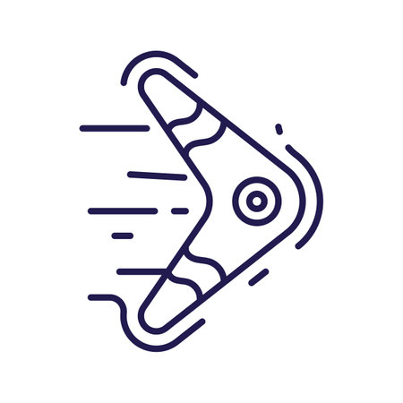 Flying Boomerang Icon in Line Art Designのイラスト素材