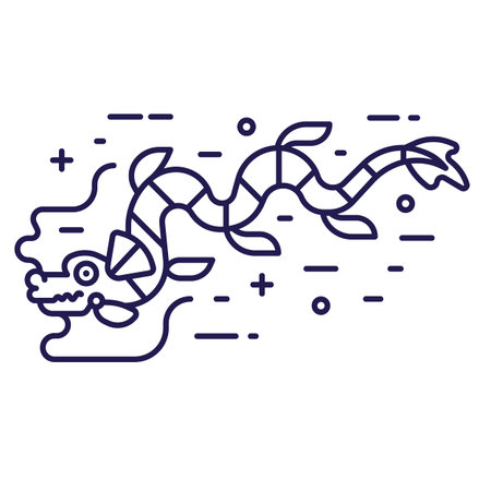 Chinese Flying Dragon Icon in Line Artのイラスト素材