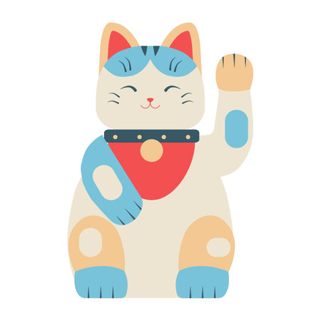 Japan Maneki Neko Fortune Cat Illustrationのイラスト素材