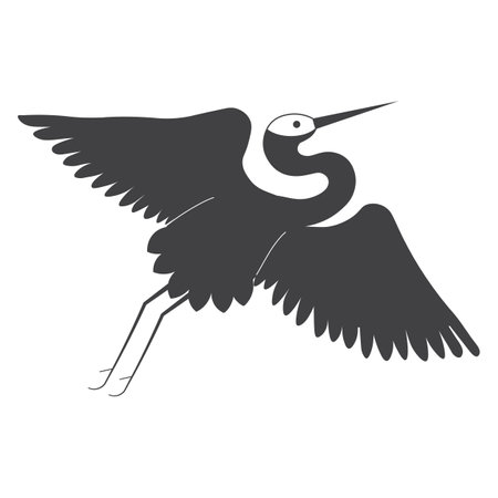 Japanese Crowned Crane Bird Outline Iconのイラスト素材