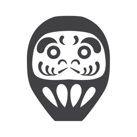 Japan Daruma Doll Vintage Icon in Outlineのイラスト素材