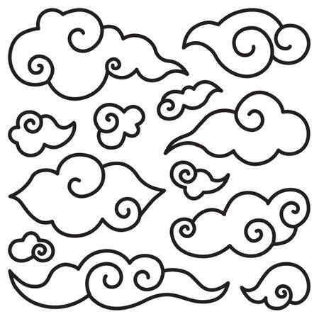 Chinese or Japanese Clouds Oriental Setのイラスト素材