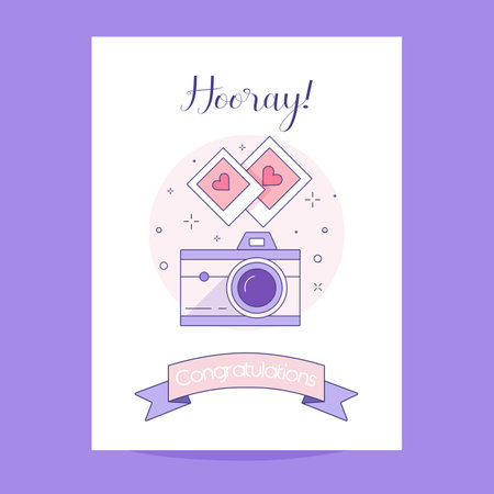 Dating Anniversary Greeting Card with Cameraのイラスト素材
