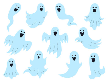Spooks and Ghosts Collection i Cartoon Styleのイラスト素材