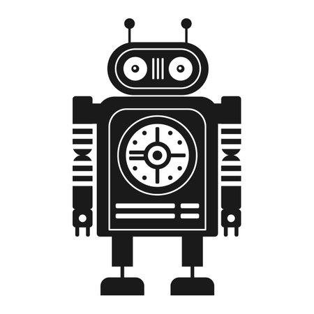 Retro Robot Mechanical Toy in Outline Designのイラスト素材