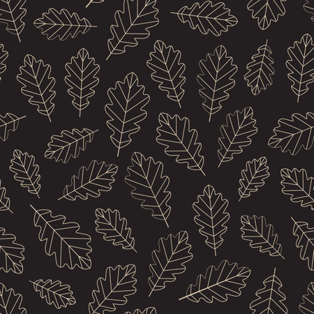 Autumn Oak Leaves Geometric Seamless Patternのイラスト素材