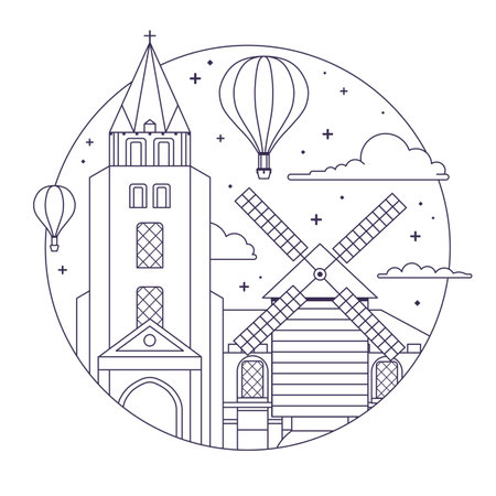 Paris Travel Icon with St Germain des Pres churchのイラスト素材