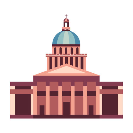 Paris Pantheon Landmark Building Iconsのイラスト素材