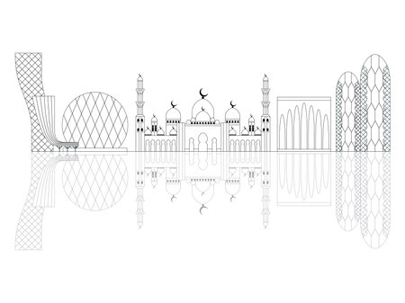 Abu Dhabi City Skyline Line Art Bannerのイラスト素材