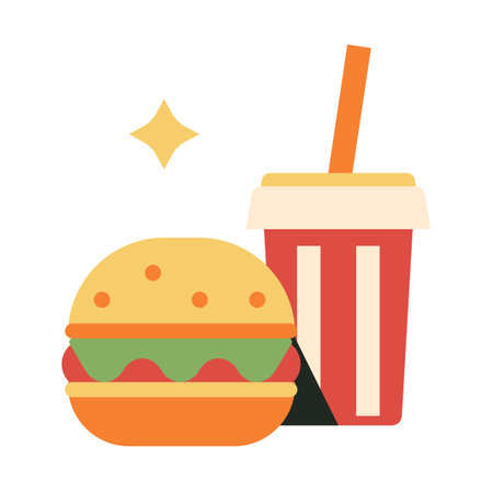 American Burger and Cup Icon in Flat Designsのイラスト素材
