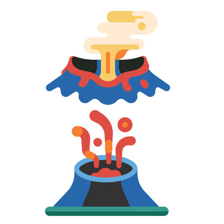Volcano Eruption Icons in Flat Designのイラスト素材