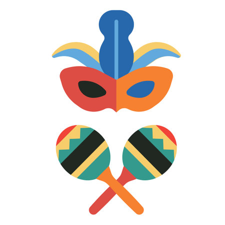 Latin Carnival Mask and Maracas Iconsのイラスト素材