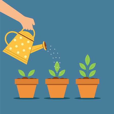 Hand Holding Watering Can Watering Plantのイラスト素材
