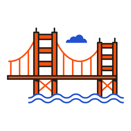 San Francisco Golden Gate Bridge Iconのイラスト素材