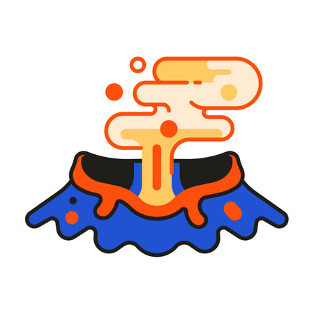 Volcano Eruption Icon in Flat Designのイラスト素材