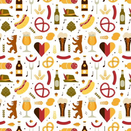 Travel Germany Beer Festival Seamless Patternのイラスト素材