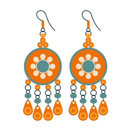 Oriental Earrings Icon in Flat Designのイラスト素材