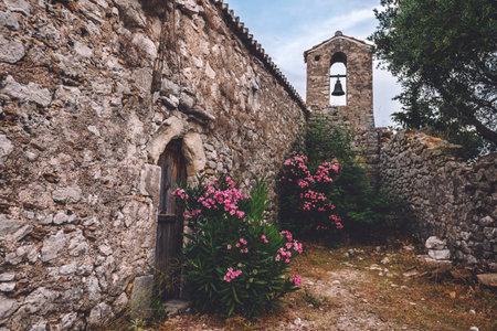 Bell Tower Of Orthodox Church in Himara Castleの写真素材