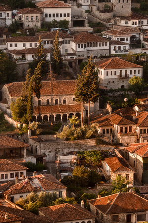 Sunrise Cityscape of Berat Old Town in Gorica District