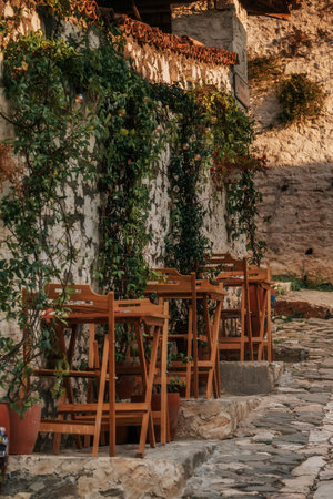 Cafe Tables and Chairs outside in Old Streetの写真素材