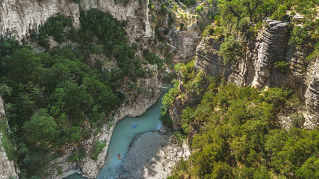 Osumi Canyon with Osum River in Deep Gorgeの写真素材