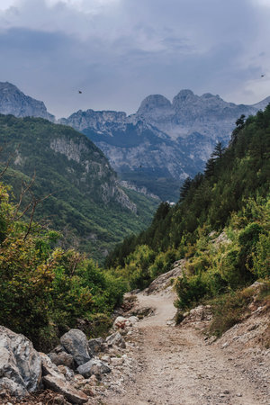 Landscape with Hiking Path around Theth Village