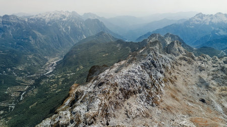 Panorama of Radohima Mountain Massif in Albanian Alps