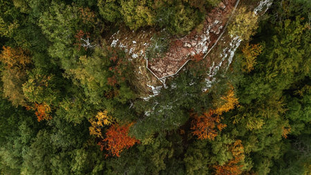 Observation Deck Crnjeskovo Autumn Drone Landscapeの写真素材