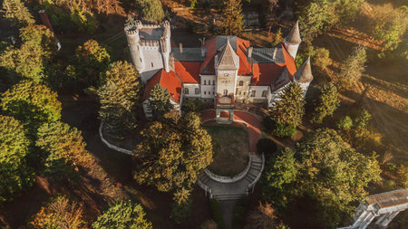 Drone Landscape of Fantast Castle in Serbiaの写真素材