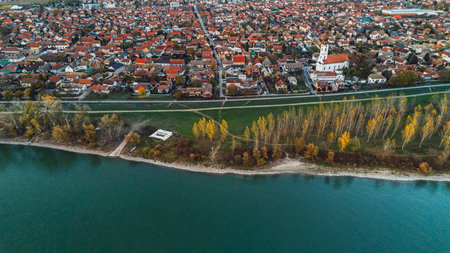 Aerial Drone View of Futog Old Townの写真素材