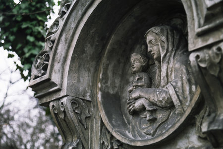 Virgin Mary with Baby on Saint Marx Cemeteryのeditorial素材