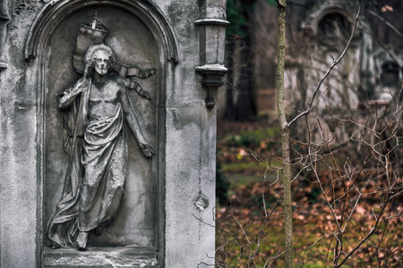 Headstone with Statue on Saint Marx Cemeteryのeditorial素材